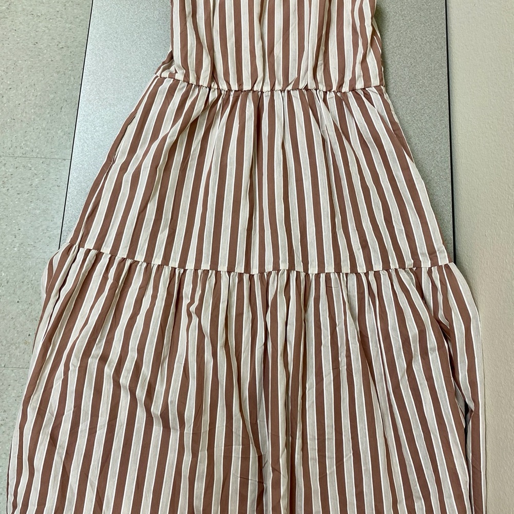 Striped Brown and White Maxi Dress